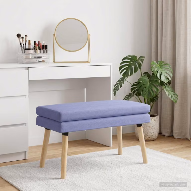 Panchina moderna vidaXL in tessuto blu jeans e legno, L 80 x P 40 x H 47 cm
