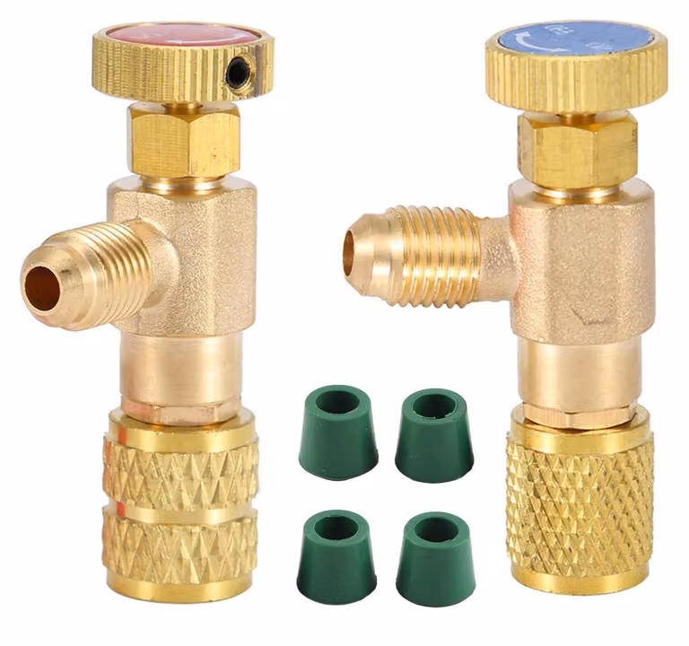 Set di 2 valvole di sicurezza in ottone per refrigerante, compatibili con R410A e R22