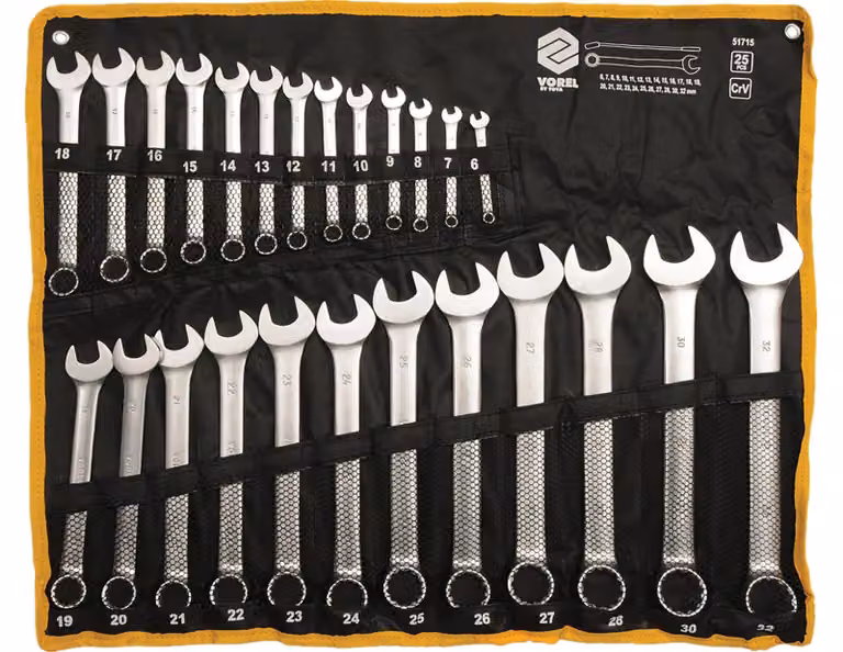 Set Di 25 Chiavi A Becco Piatto, Da 6 A 32 Mm, Finitura Satinata, In Astuccio