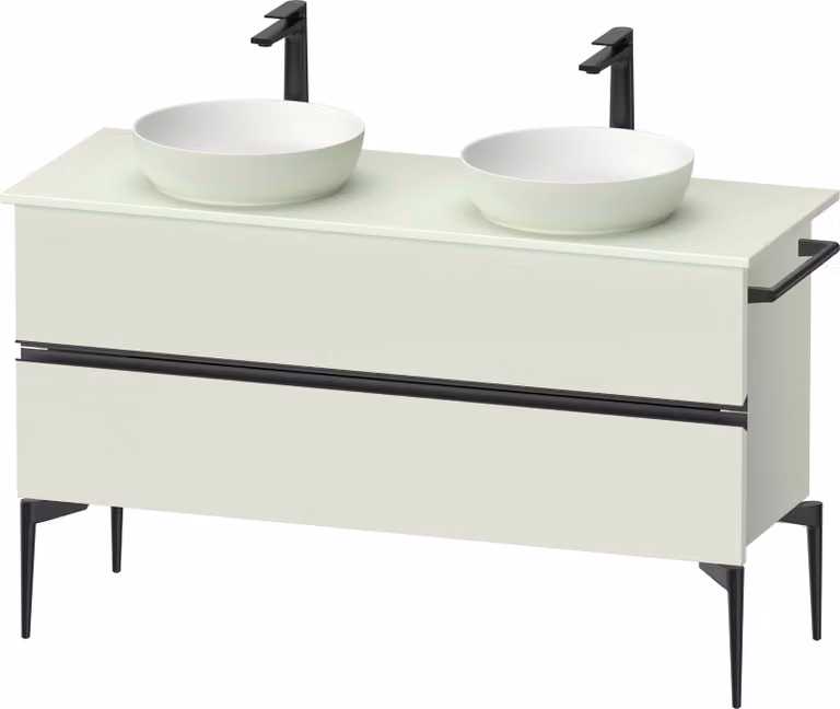 Duravit Sivida Meuble sous-lavabo sur console, 2 tiroirs, poignée noire diamantée mate, 1315x475x548mm, SV46610BDHH0000, SV46610BDHH0000