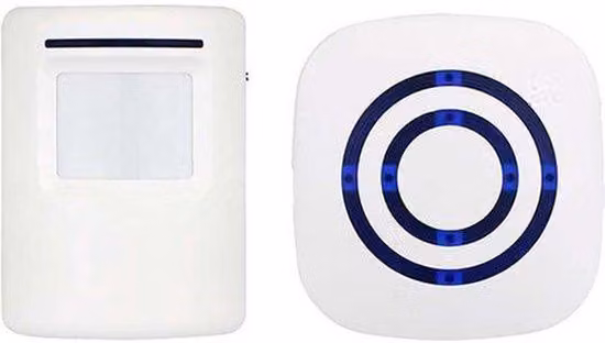 Sensore di movimento wireless per ingressi – Ideale per case unifamiliari e attività commerciali – Sensore di movimento per ingressi – Allarme per vialetti wireless – Sistema di sicurezza – Colore: bianco