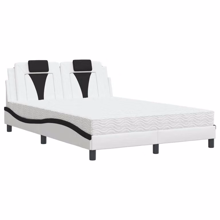Letto Viana con Materasso Bianco e Nero 140x190 cm in Pelle finta