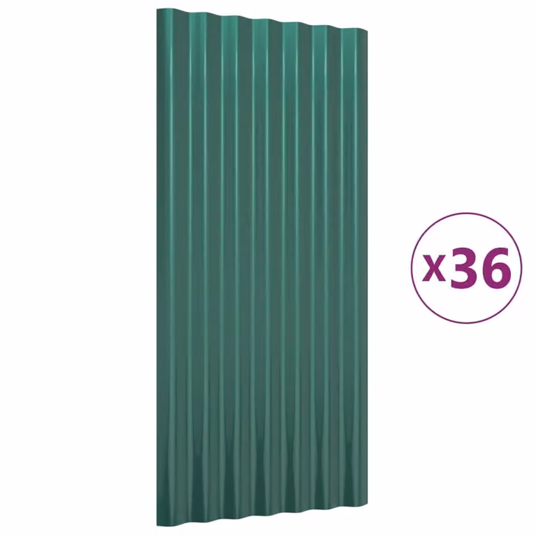 Pannelli Tetto 36pz Acciaio Zincato Verde 80x36 cm