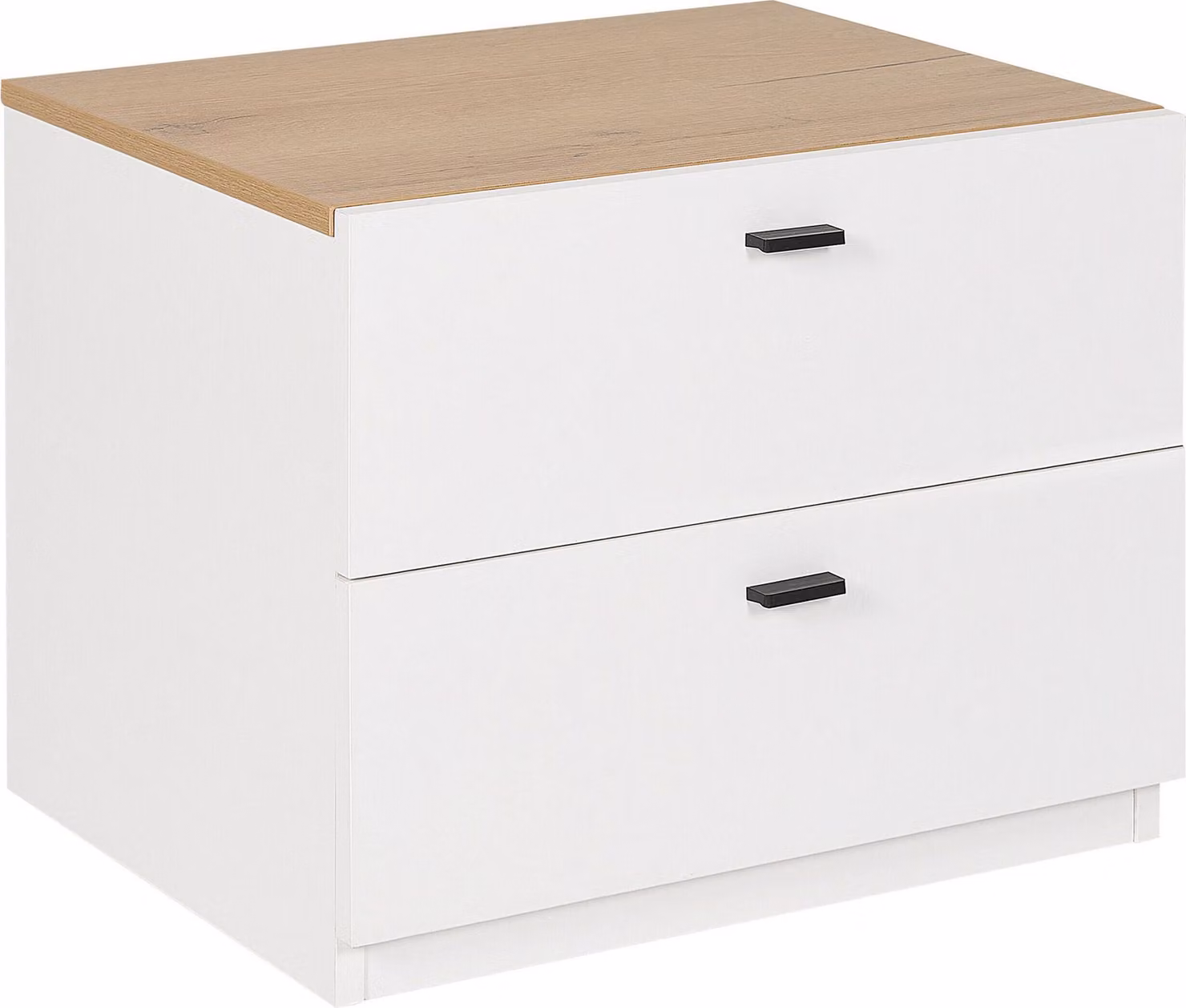 BELIANI Comodino bianco con legno chiaro MDF 2 cassetti per camera da letto stile scandinavo