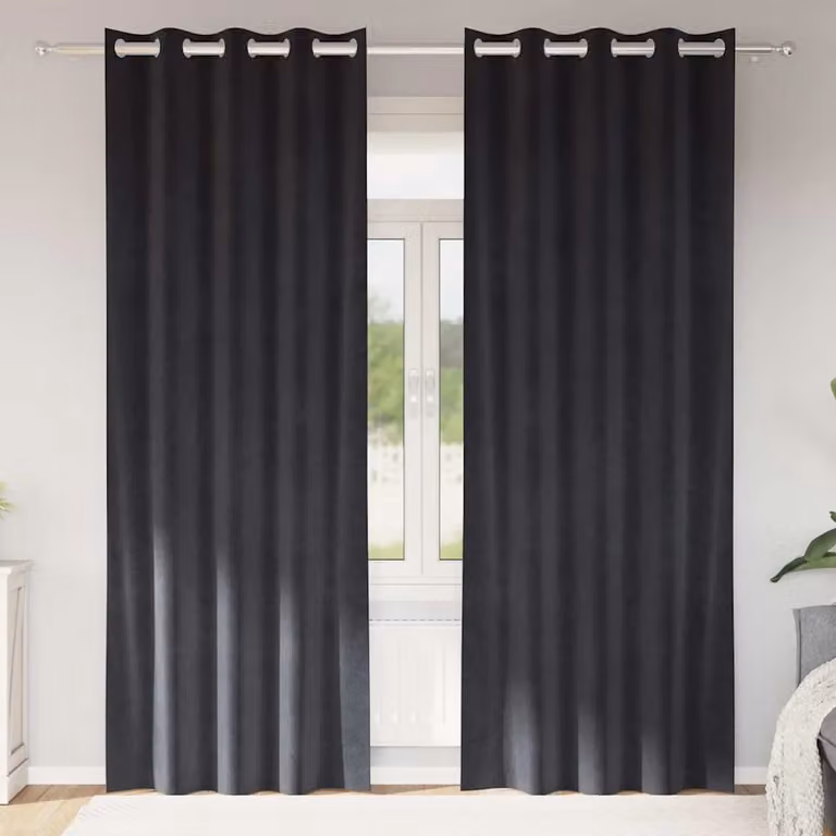 Set di 2 tende oscuranti vidaXL in velluto antracite, L: 140 cm, H: 260 cm