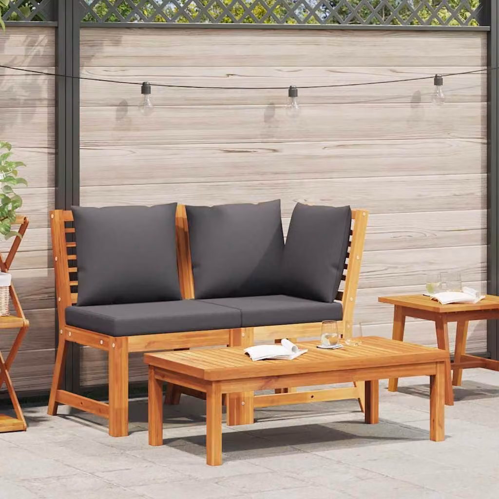 Maison Exclusive - Set da giardino a 3 pezzi con cuscini grigio scuro e struttura in legno di acacia