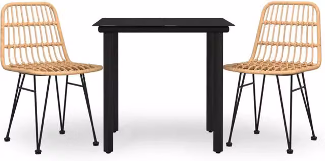 Set da Pranzo da Giardino 3 pz | Set Salotto da Giardino in Polyrattan