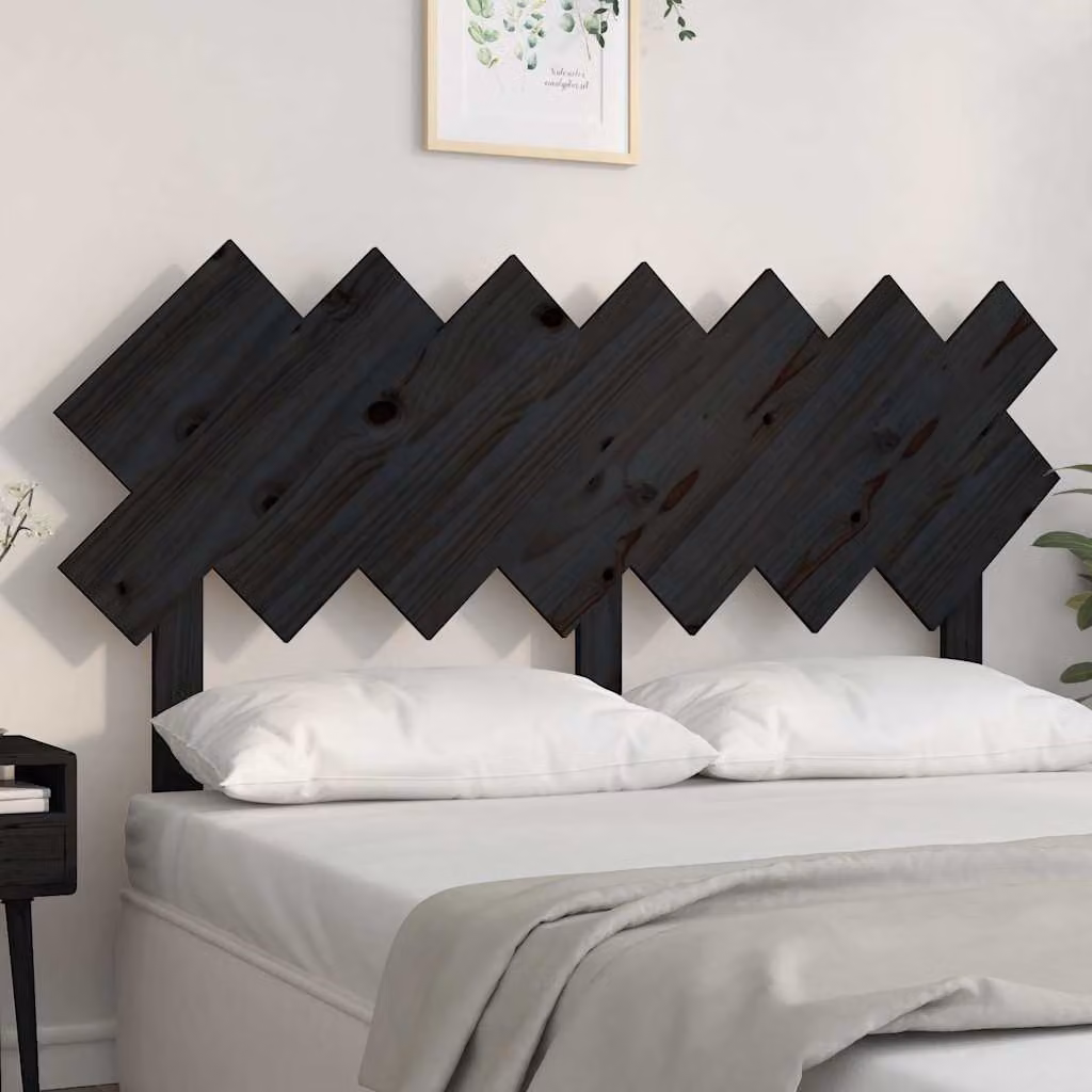 Testiera per letto vidaXL in legno massello di pino nero, stile rustico, L 141 cm x P 3 cm x H 80,5 cm