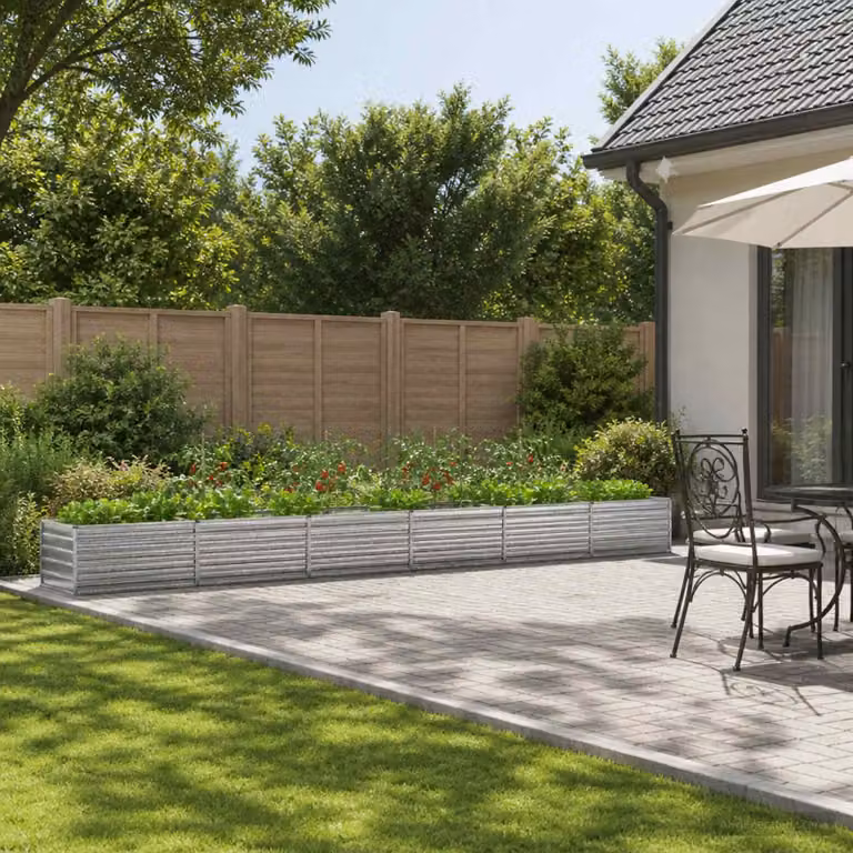 Letto rialzato da giardino vidaXL in acciaio galvanizzato Argento L: 600 cm, P: 80 cm, H: 55 cm