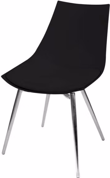 Set di 4 Sedie Dakota 100 in Ecopelle Nera e Gambe Cromate