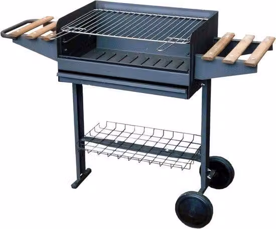 Hermosa Grill mobile per cottura all'aperto - Adatto per carbone - 120 x 42 x 86 cm - Nero