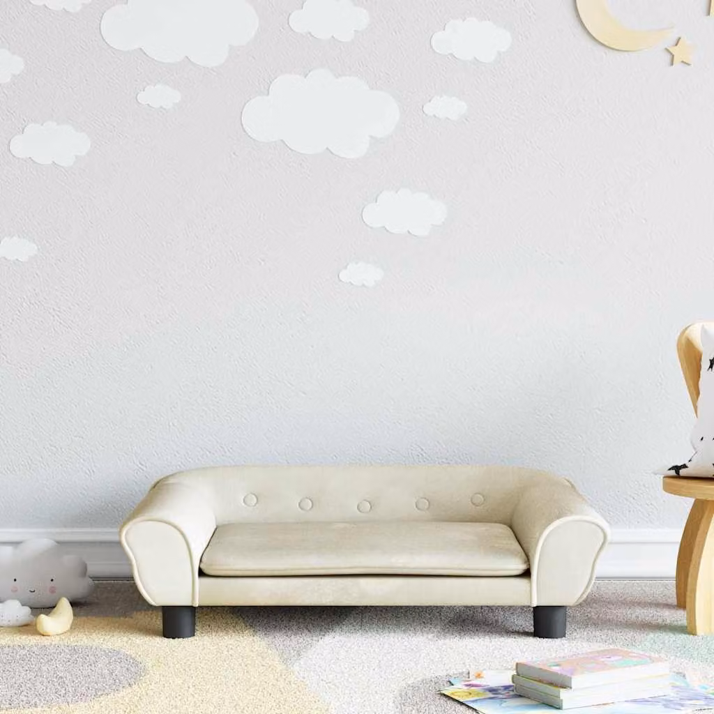 vidaXL Divano per Bambini in Velluto Beige L: 70 cm, P: 45 cm, H: 26 cm