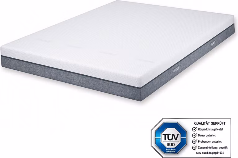 Materasso Genius eazzzy Deluxe 160x200 cm - materasso ortopedico in schiuma visco-fredda a 8 zone e alto 20 cm, grado di rigidità H2-H3 | comfort, Oeko-TEX