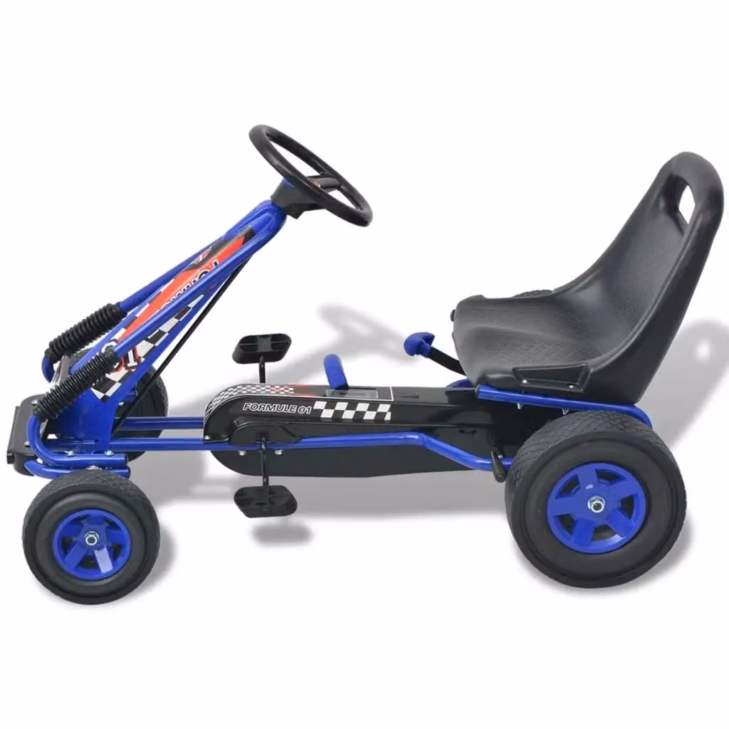 Go-kart a pedali blu con sedile regolabile in metallo e plastica L: 96 cm, P: 60 cm, H: 56 cm – 2