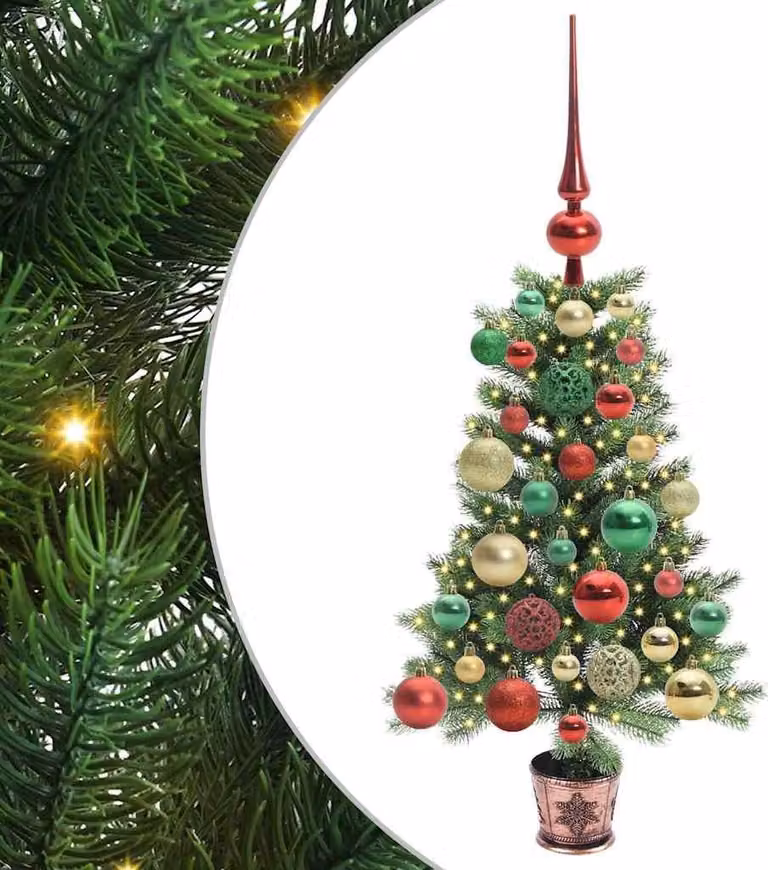 Albero di Natale con 150 LED con supporto Verde 65 cm PE