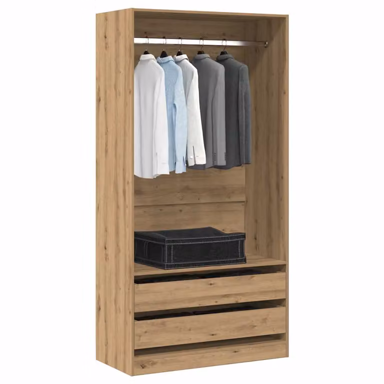 Armadio in legno rovere marrone vidaXL con ante a battente e cassetti integrati L/P/H: 100 x 50 x 200 cm