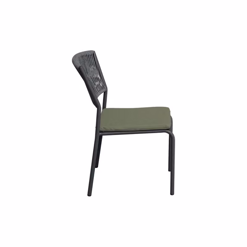 Set di 2 sedie Modena Moia in alluminio antracite e corda verde impilabili con cuscini – 2