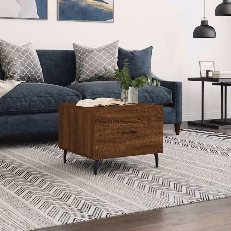 vidaXL Tavolino da Salotto Moderno in Legno Rovere Marrone L/P/H: 50 x 50 x 40 cm