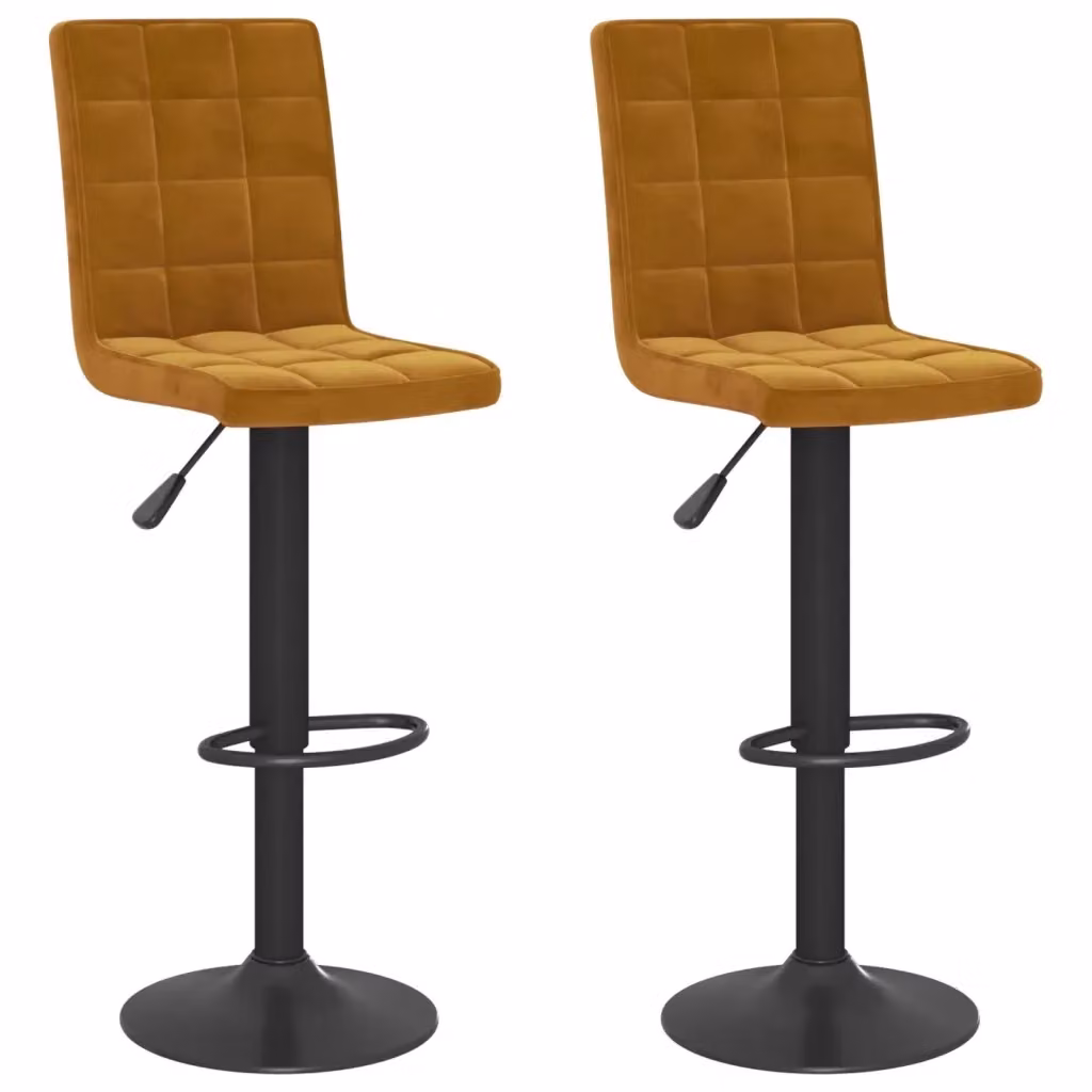 Set di 2 sgabelli da bar vidaXL in velluto marrone con base girevole a 360 gradi – 2