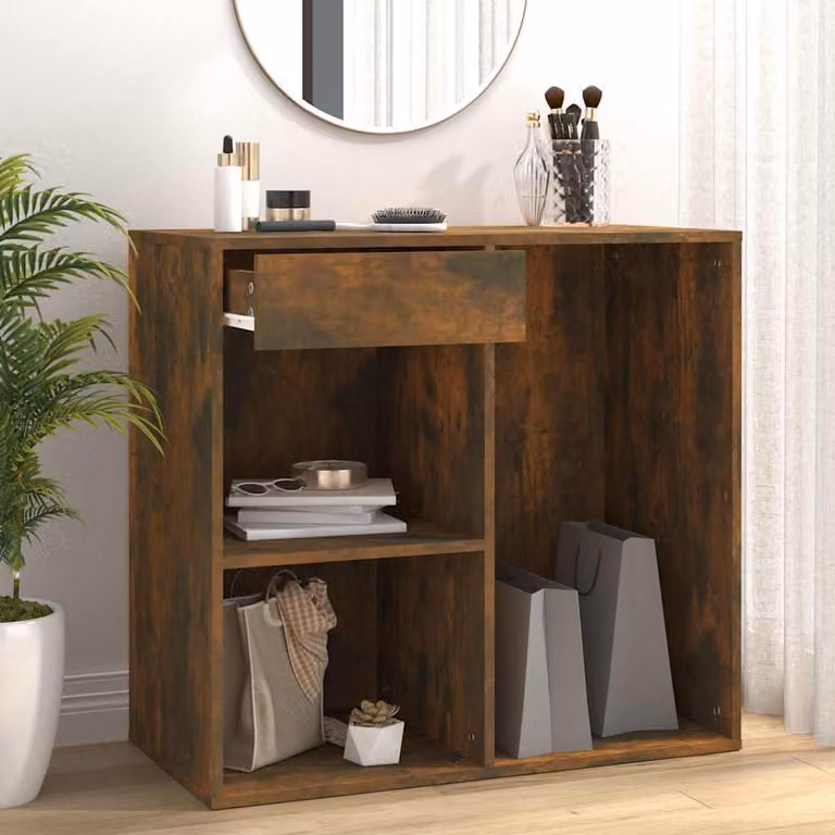 Armadietto Cosmetici da Parete vidaXL in Legno Rovere Fumo Marrone L: 80 cm, P: 40 cm, H: 75 cm