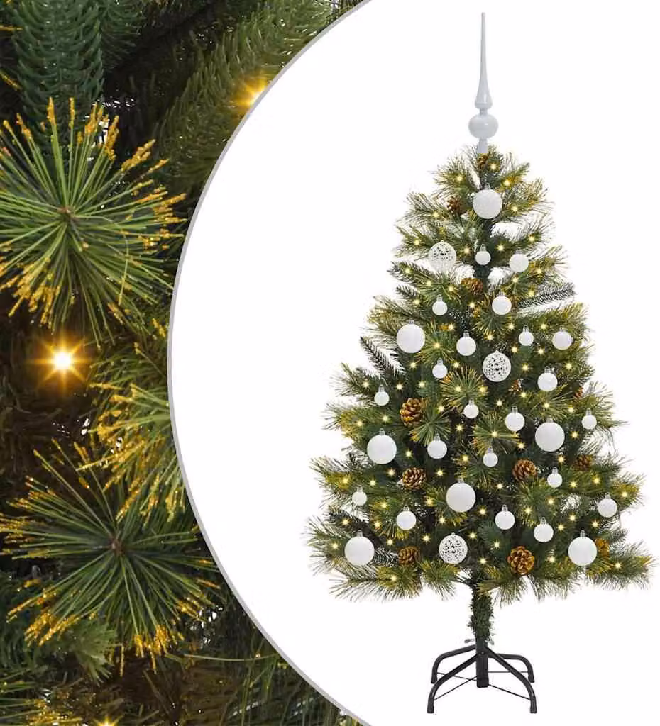 Albero di Natale artificiale pieghevole con coni Verde 120 cm
