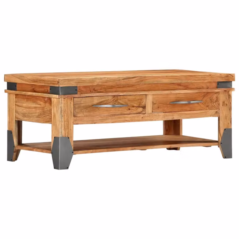 vidaXL Tavolino 110x52x45 cm in legno massiccio di acacia - Tavolino - Tavolini - Tavolino di legno - Tavolini di legno