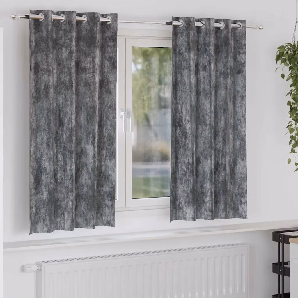 Set di 2 tende in velluto vidaXL grigie, oscuranti e termoisolanti, L: 140 cm x H: 175 cm