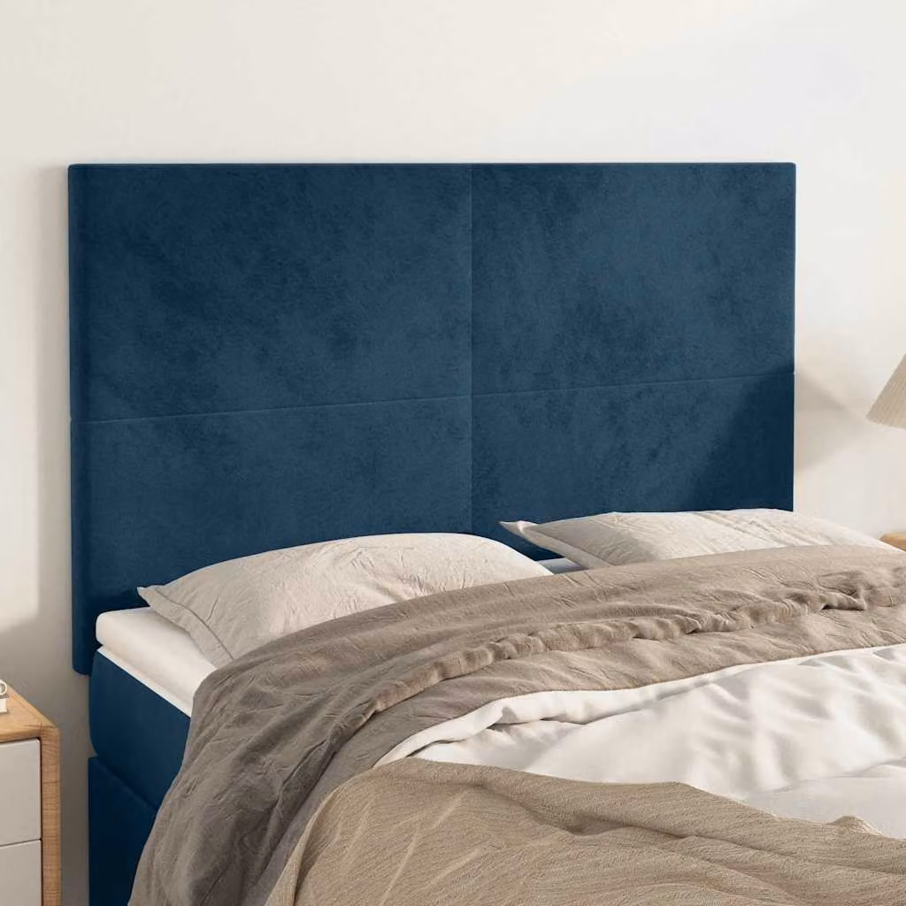 Testiera per letto vidaXL in velluto blu scuro, L/P/H: 144 x 5 x 118/128 cm