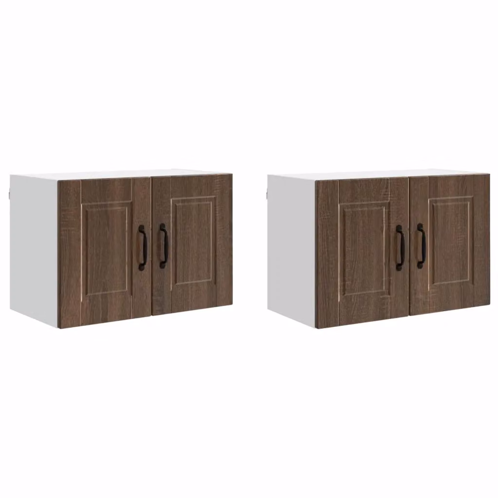 Set di 2 pensili da cucina vidaXL in legno rovere marrone con ante a battente e ripiani interni, L/P/H: 60 x 31 x 40 cm – 2