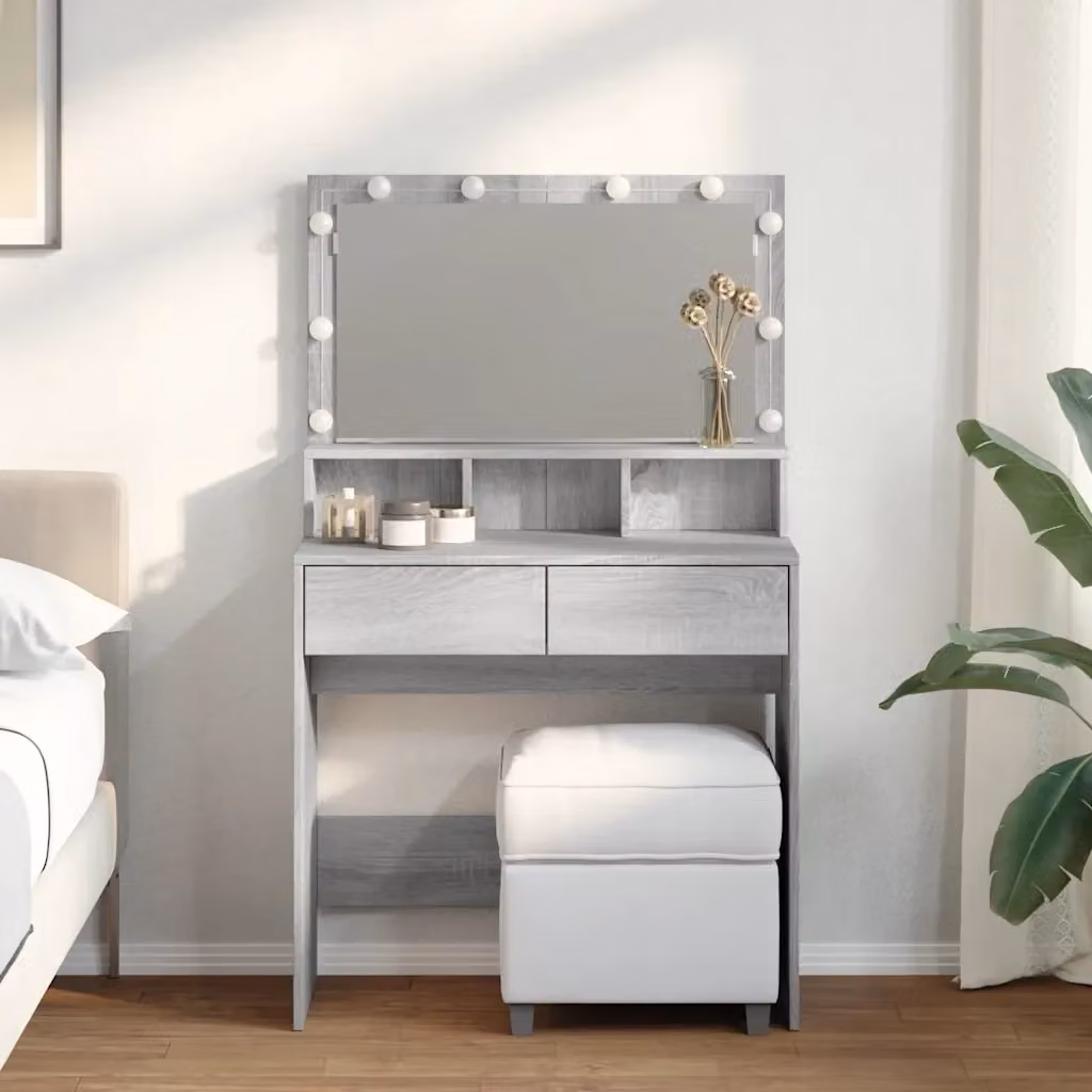 Toeletta Hollywood con LED Grigio Sonoma L: 80 cm, P: 41 cm, H: 134,5 cm – 2