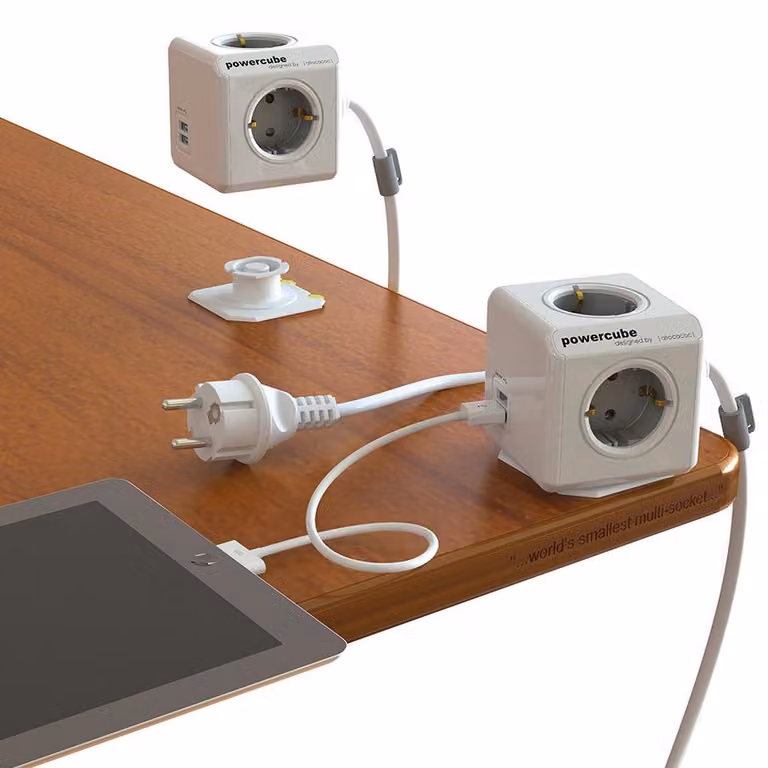 PowerCube Extended 4 prese, 2 USB 1.5, m, grigio