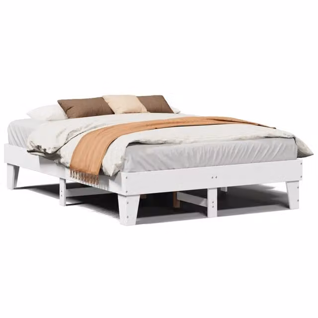 Letto matrimoniale in legno massello di pino bianco con doghe fisse L/P/H: 140 x 190 x 143.5 cm