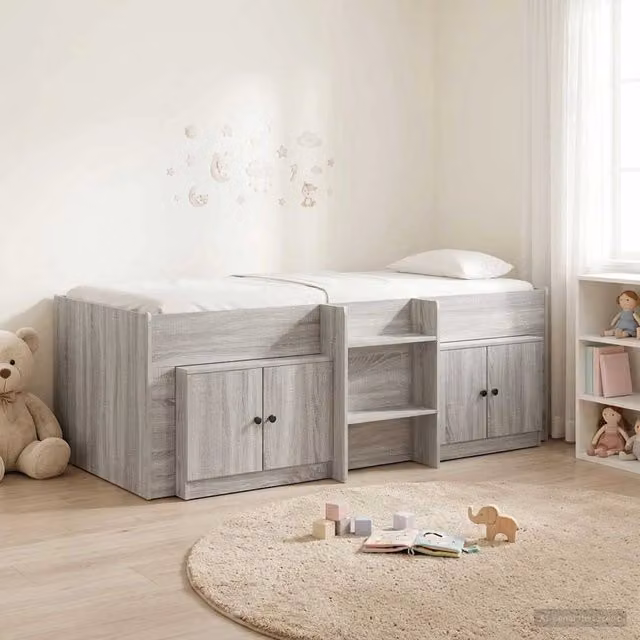 Struttura Letto Loft con Mobile con porta 3 pz Sonoma grigio 3423395