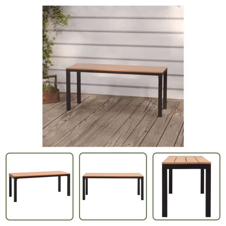 Panca da giardino The Living Store 110 cm in acciaio e WPC marrone e nero