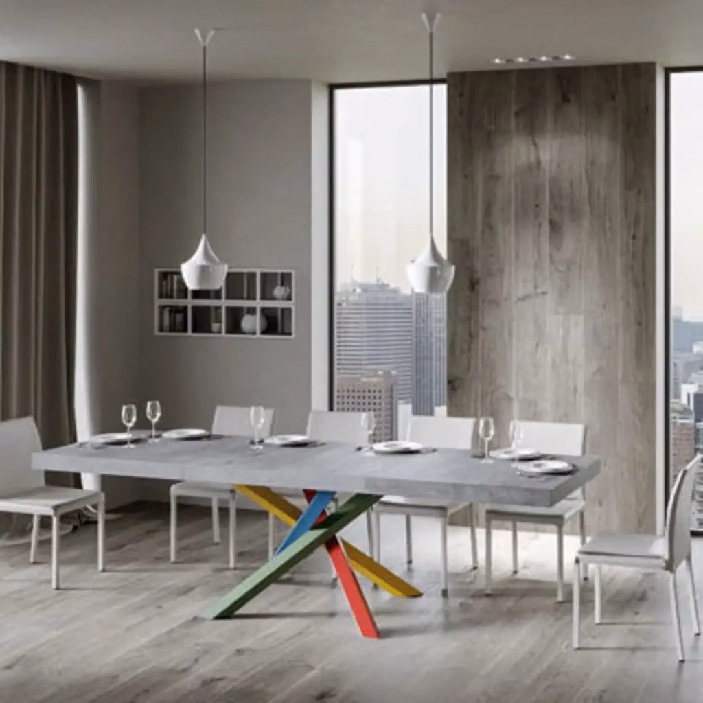 Tavolo allungabile Itamoby Volantis Premium colore grigio con gambe multicolore L: 160/420 cm, P: 90 cm – 2