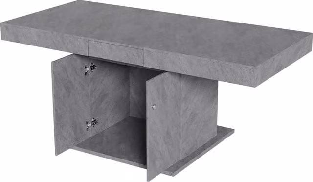 Tavolo da pranzo allungabile in decor cemento L140-180 x P80 x A76 cm con vano contenitore