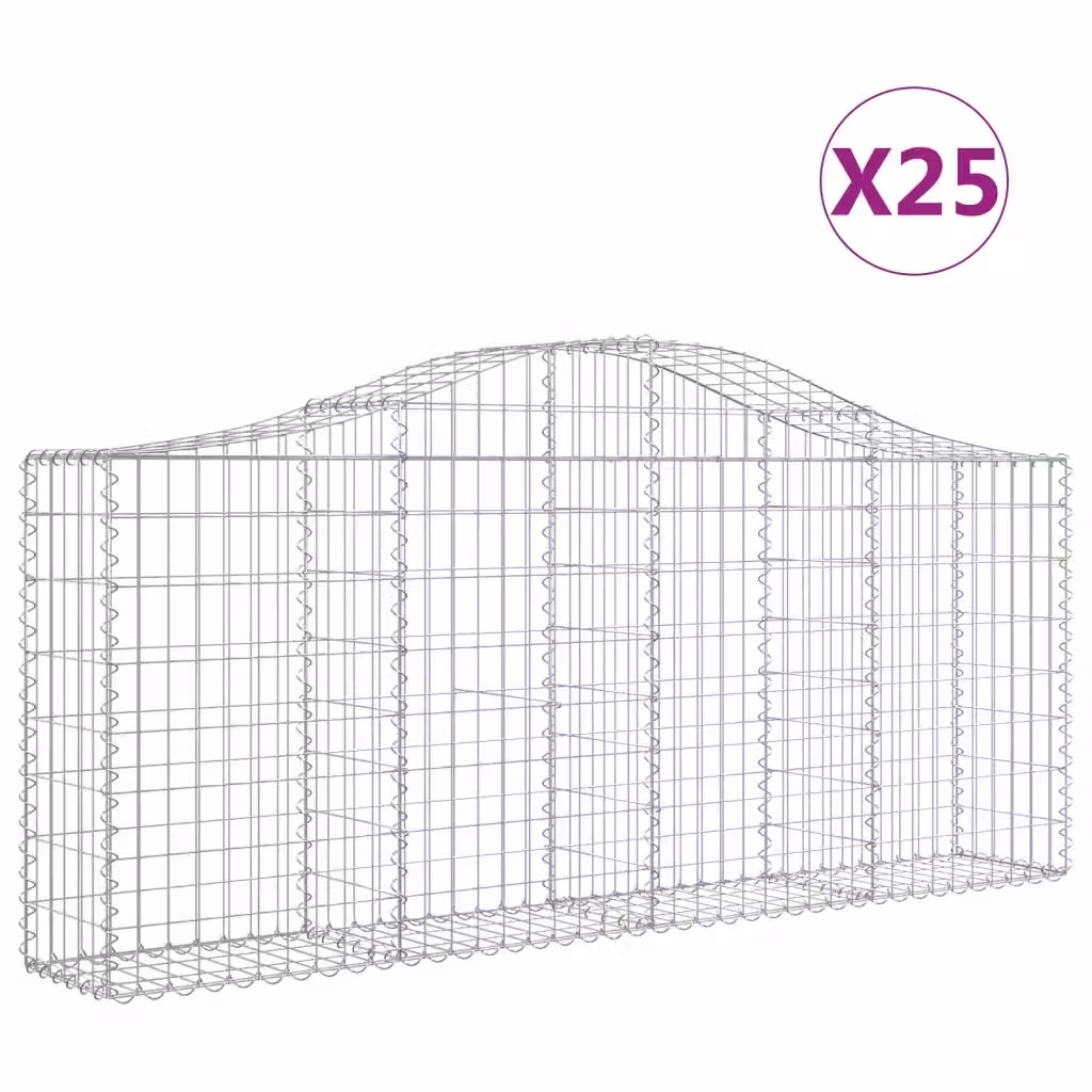 Set di 25 Cesti Gabbioni ad Arco Videx in Acciaio Zincato Colore Argento L: 200 cm, P: 30 cm, H: 80/100 cm – 2