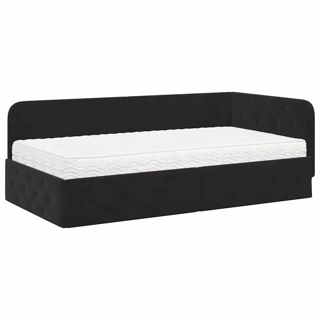 Letto singolo con cornice imbottita in velluto nero vidaXL L/P: 190 x 90 cm – 2