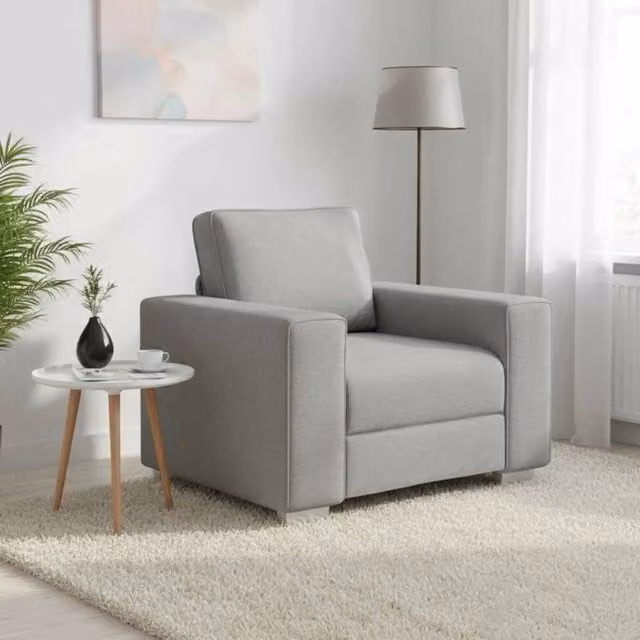 Poltrona moderna vidaXL in tessuto grigio con braccioli per soggiorno L: 100 cm, P: 82 cm, H: 77 cm