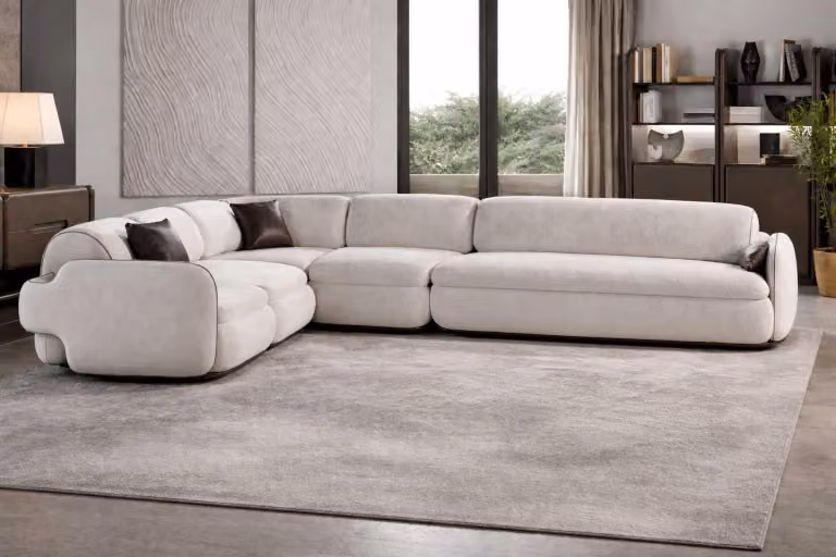 Weiße L-Form Polstercouch Designer Textilsofa Wohnzimmer Stoffcouch