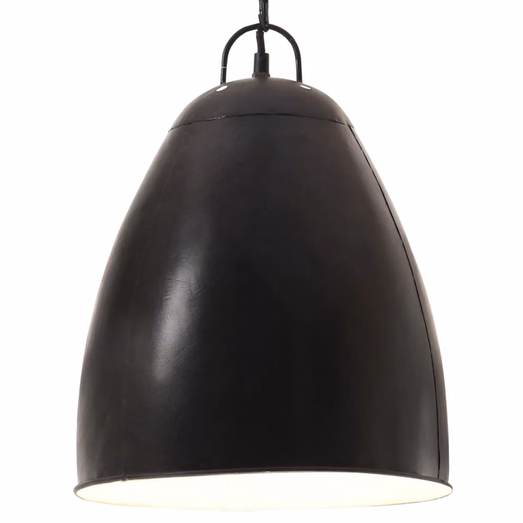 The Living Store Lampada a sospensione in stile industriale 25 W Nero Rotondo 32 cm E27