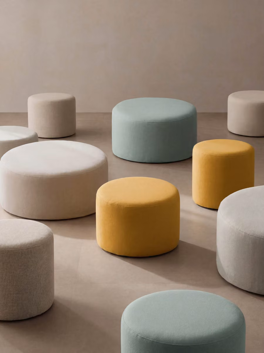 Pouf rotondo Harmony Kenay Home rivestito perla, diametro 80 cm – 2