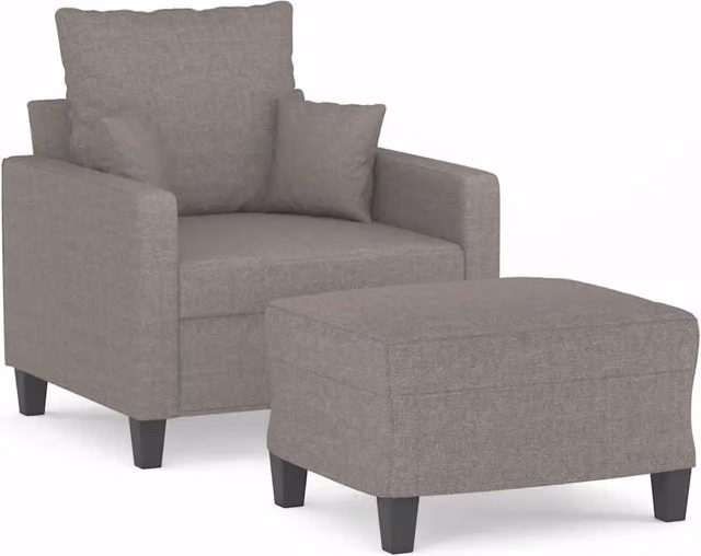 Poltrona | Sedia Relax con Poggiapiedi Tortora 60 cm in Tessuto