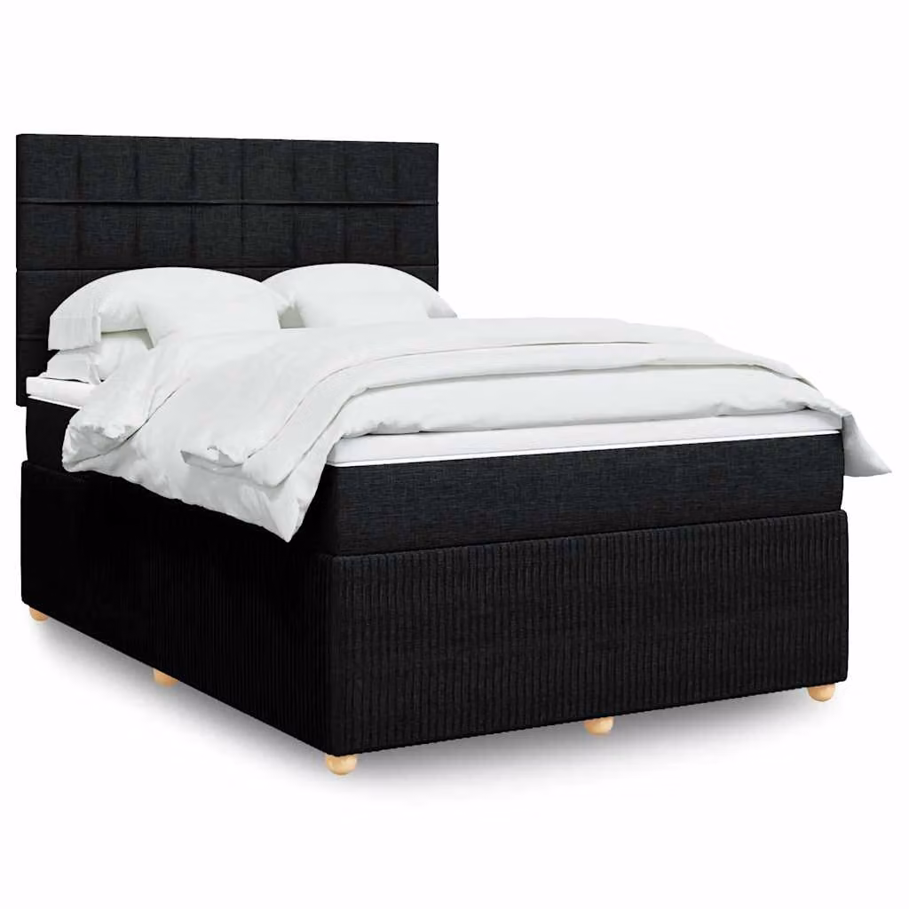 vidaXL Letto Ibrido con Materasso e Illuminazione Sotto il Letto, Colore Nero e Bianco, L/P: 140 x 200 cm