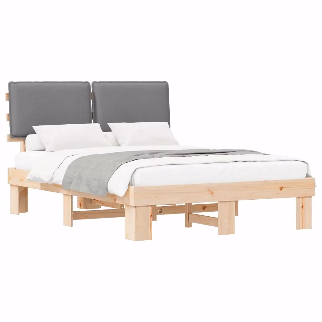 Letto con Testiera Rivestita in Tessuto Grigio vidaXL L: 138 cm, H: 201 cm, P: 151 cm – 2