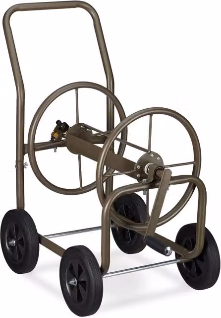 Carrello portagomma XL con manovella 60 m 4 ruote in gomma metallo grigio 13_0004967