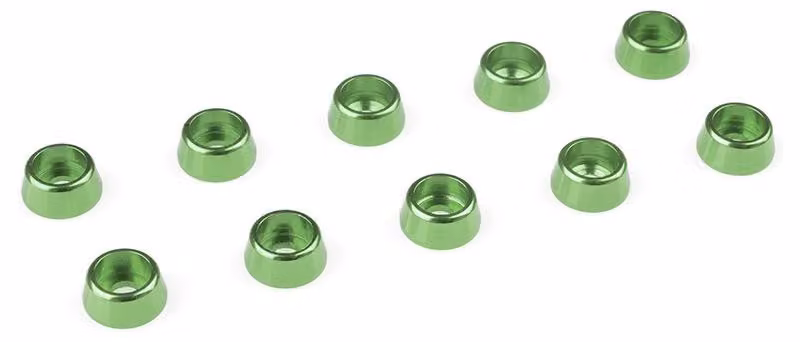 Rondella in alluminio G-Force per viti della testata del cilindro M2.5, diametro esterno (AD) 7 mm, colore verde, confezione da 10 pezzi / GF-0406-021
