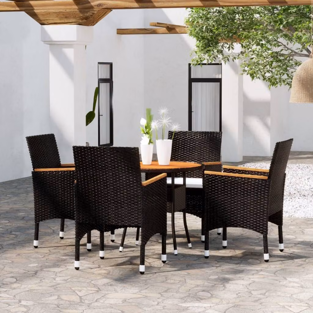 Maison Exclusive - Set da pranzo da giardino 5 pezzi in polyrattan nero