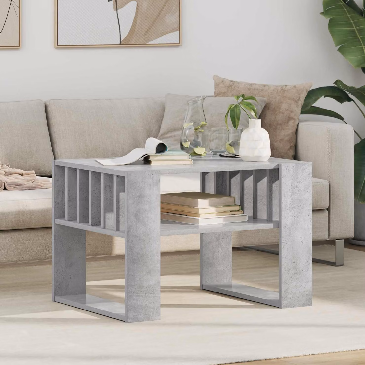 Maison Exclusive - Tavolino in cemento grigio 66 x 49,5 x 45 cm Materiale ligneo