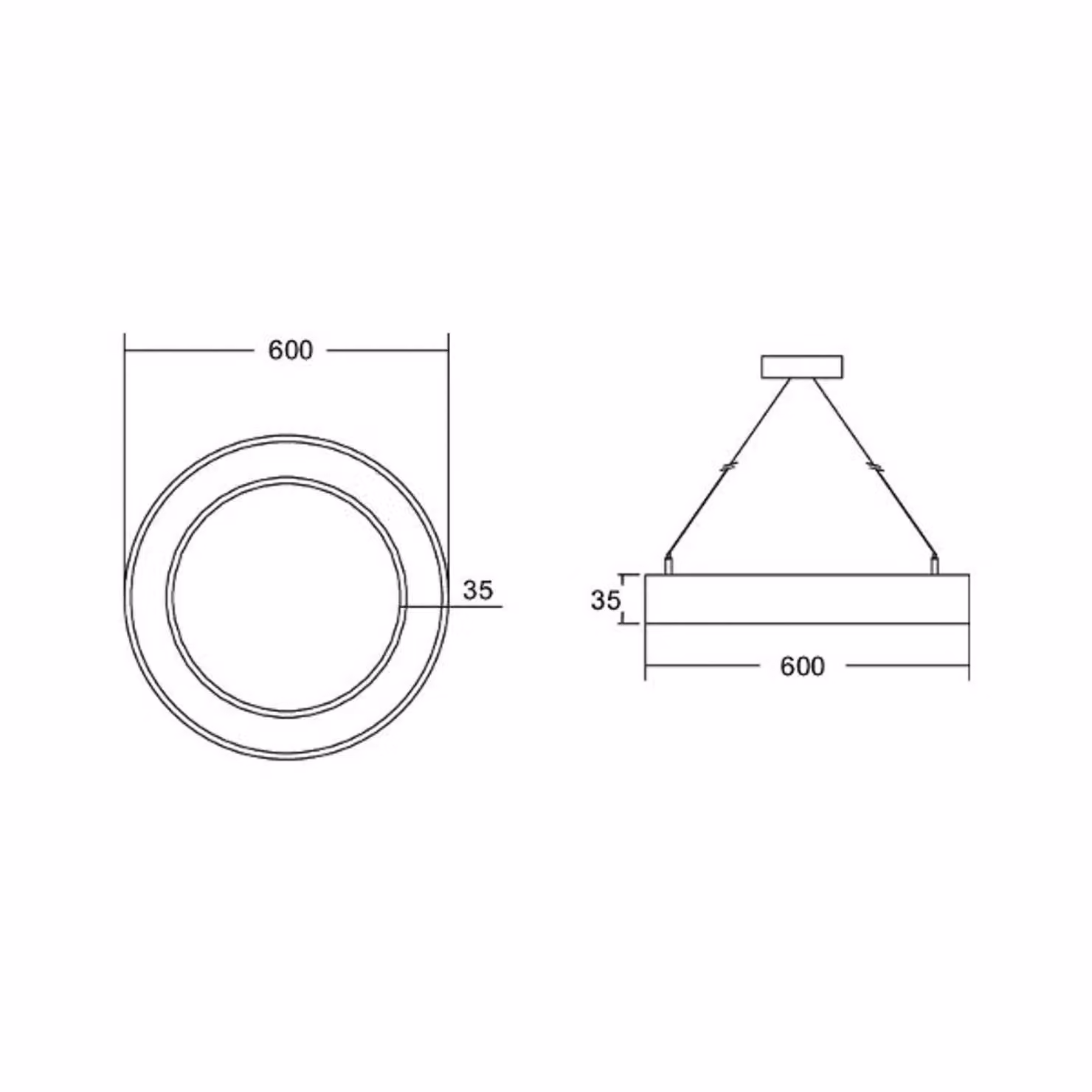 BRUMBERG Anello circolare Biro3,5 diretto Ø 60 cm on/off bianco 830 Biro Circle Ring, Bianco / Opale, Studio / Ufficio, Alluminio, Moderno
